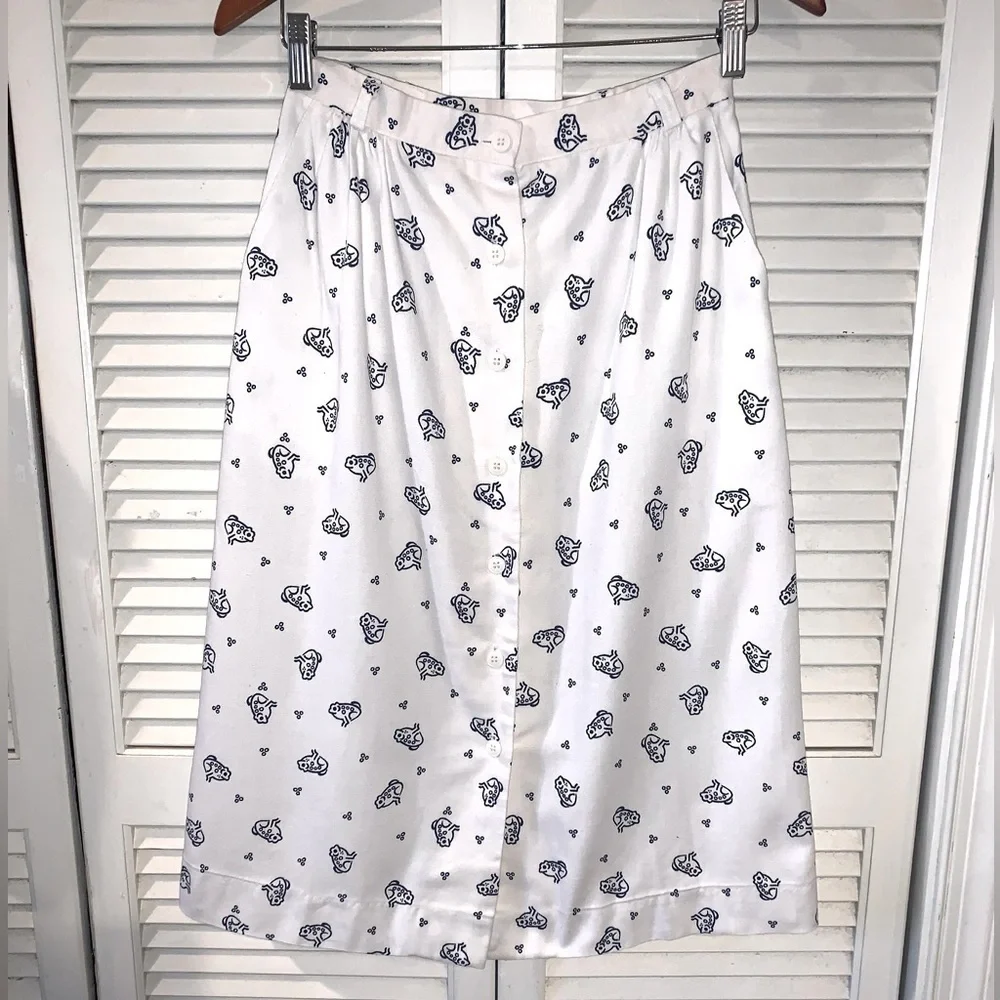 Vintage 1960s Frog Skirt White and Blue size 10